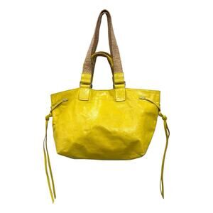Isabel Marant Wardy Leather Tote Yellow Straw Straps Large Carryall Bag